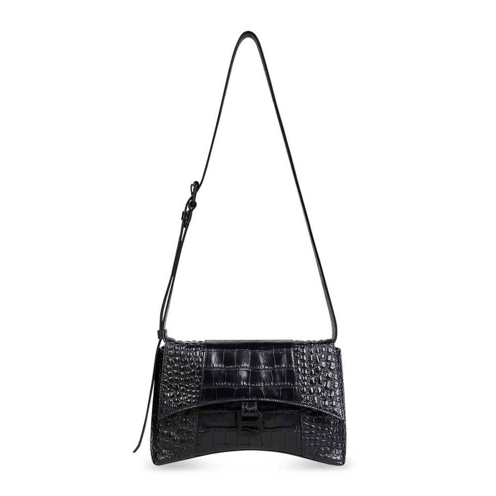 Balenciaga Black Croc XS Soft Hourglass Bag